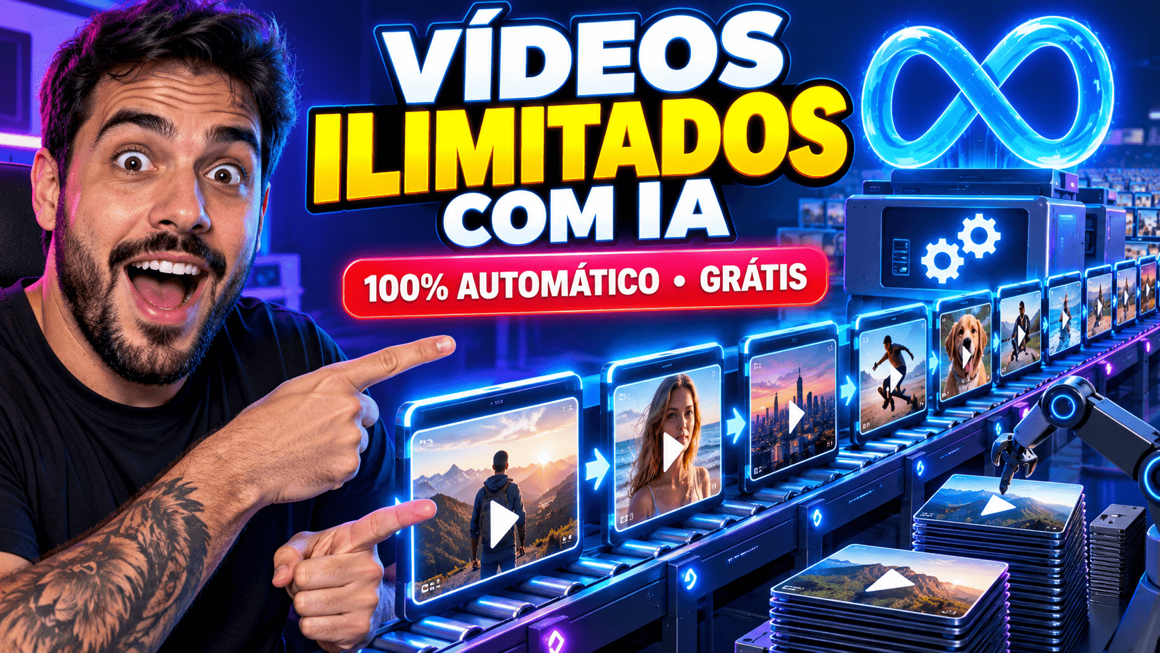 Ilustração do tutorial Como Gerar Vídeos ILIMITADOS e 100% Automáticos com a IA da Meta (Grátis e Sem Limites)
